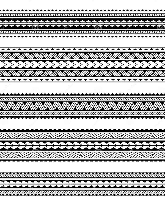 Set of Maori Polynesian Tattoo Bracelets Border. Tribal Sleeve Seamless ...