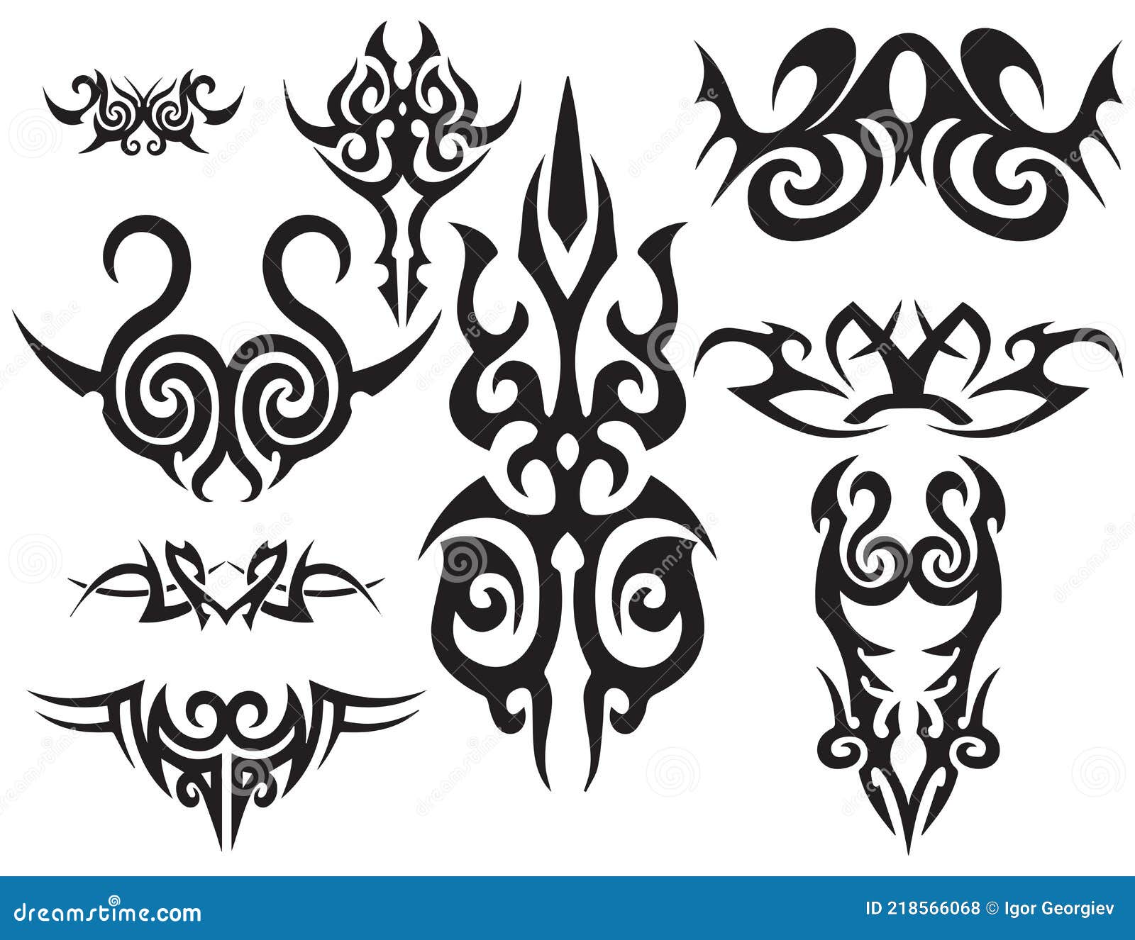 Set of Maori Tribal Tattoos Vector Illustration Poster Template Stock ...