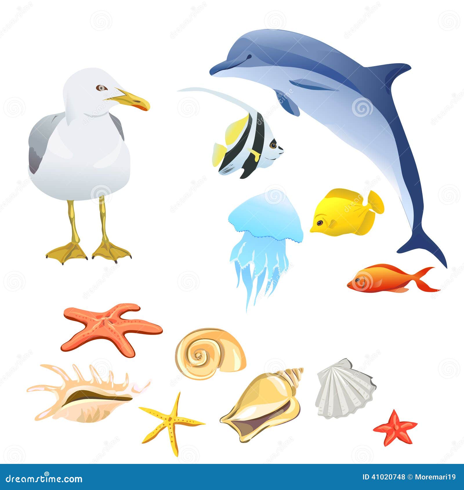 set of marine fauna 