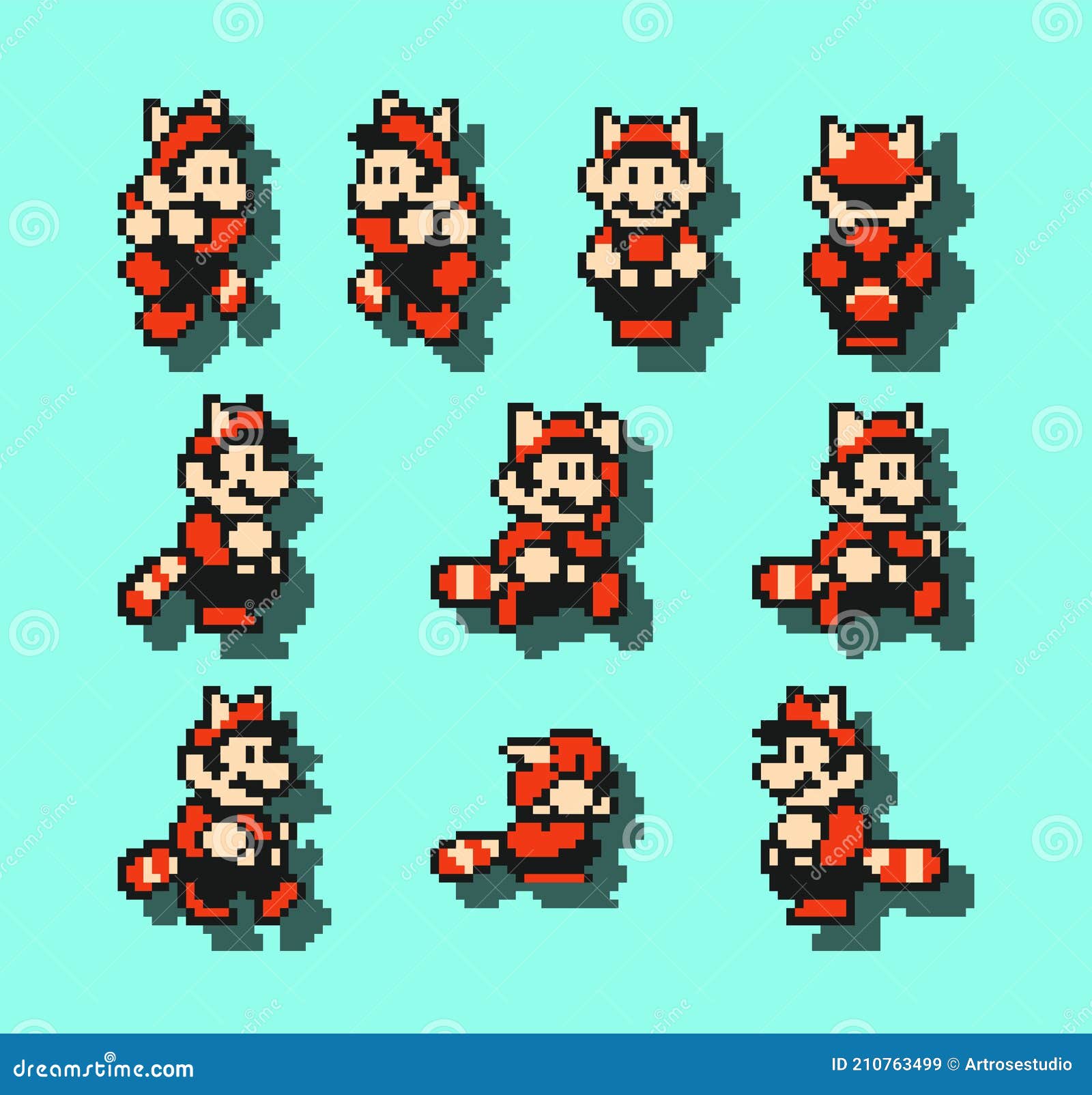 Set of Mario Cat Moves, Art of Super Mario Bros 3 Classic Video Game, Pixel  Design Vector Illustration Editorial Stock Image - Illustration of move,  game: 210763499