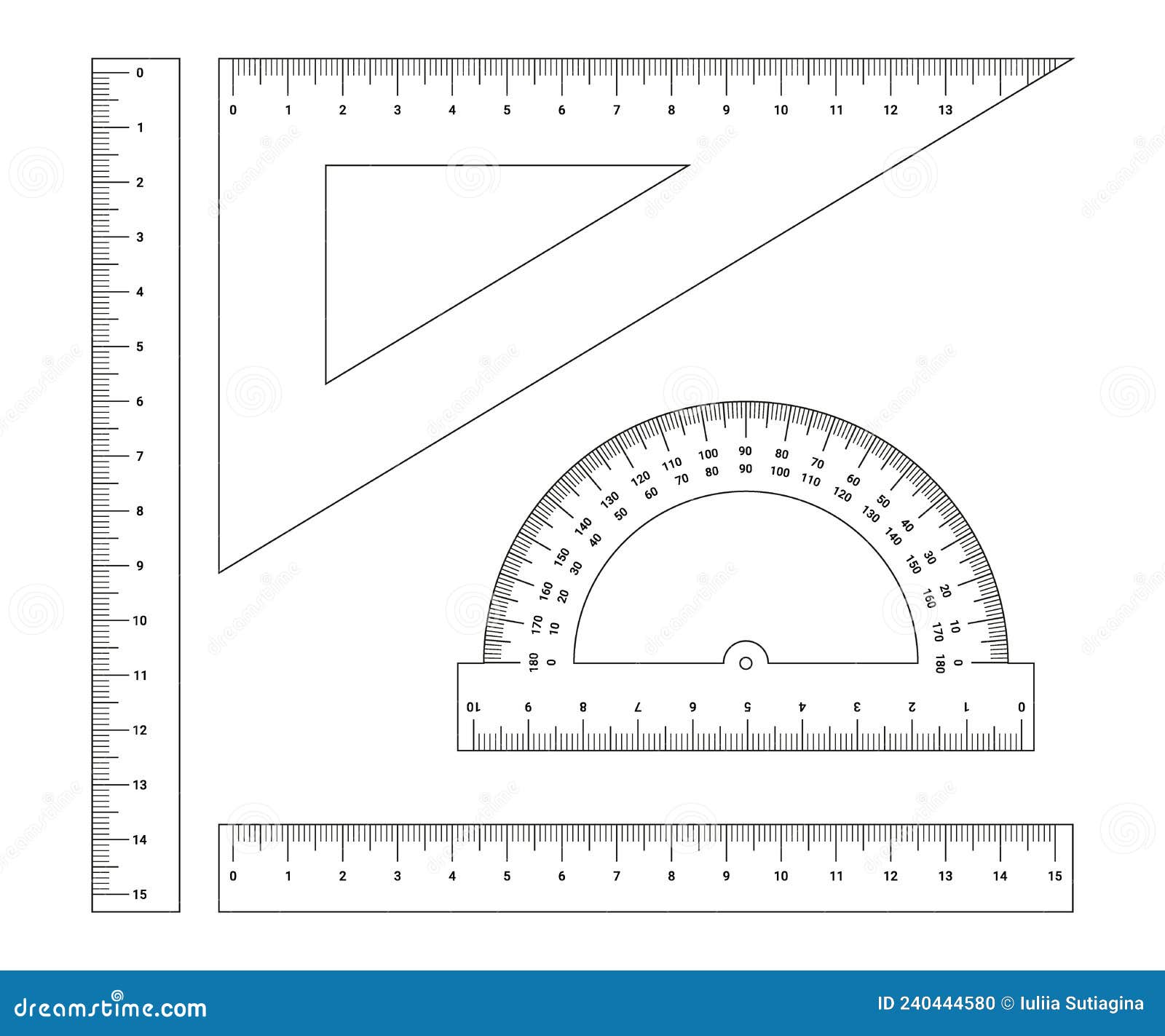 set of measuring tools ruler triangle protractor measurement of length angle degree stock vector illustration of line distance 240444580