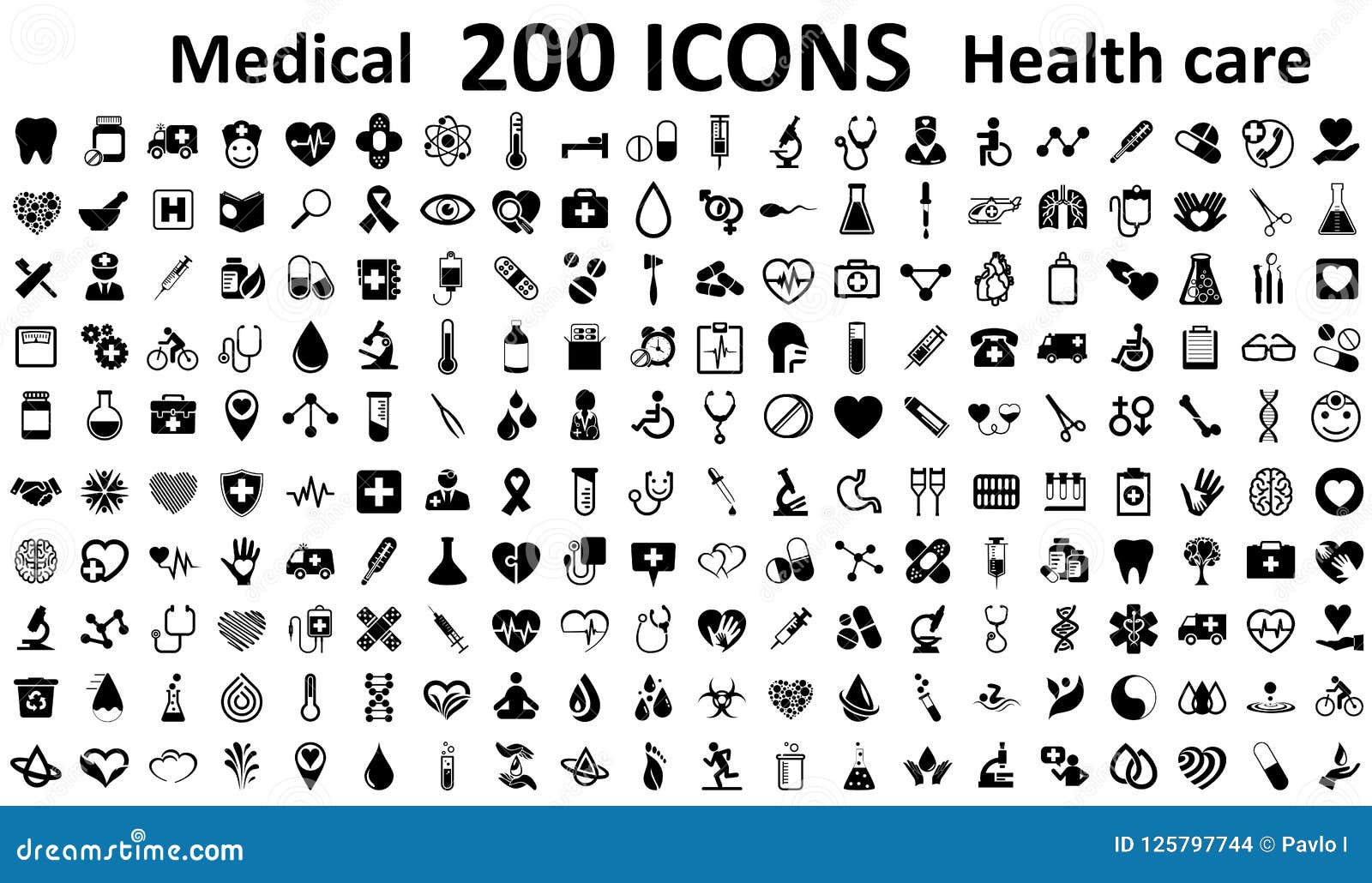 set 200 medecine and health flat icons. collection health care medical sign icons