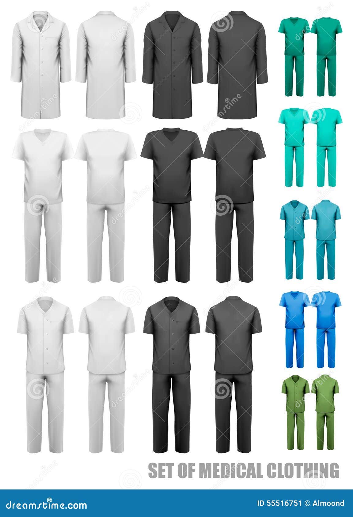 Set of Medical Clothes. Design Template Stock Vector Illustration of