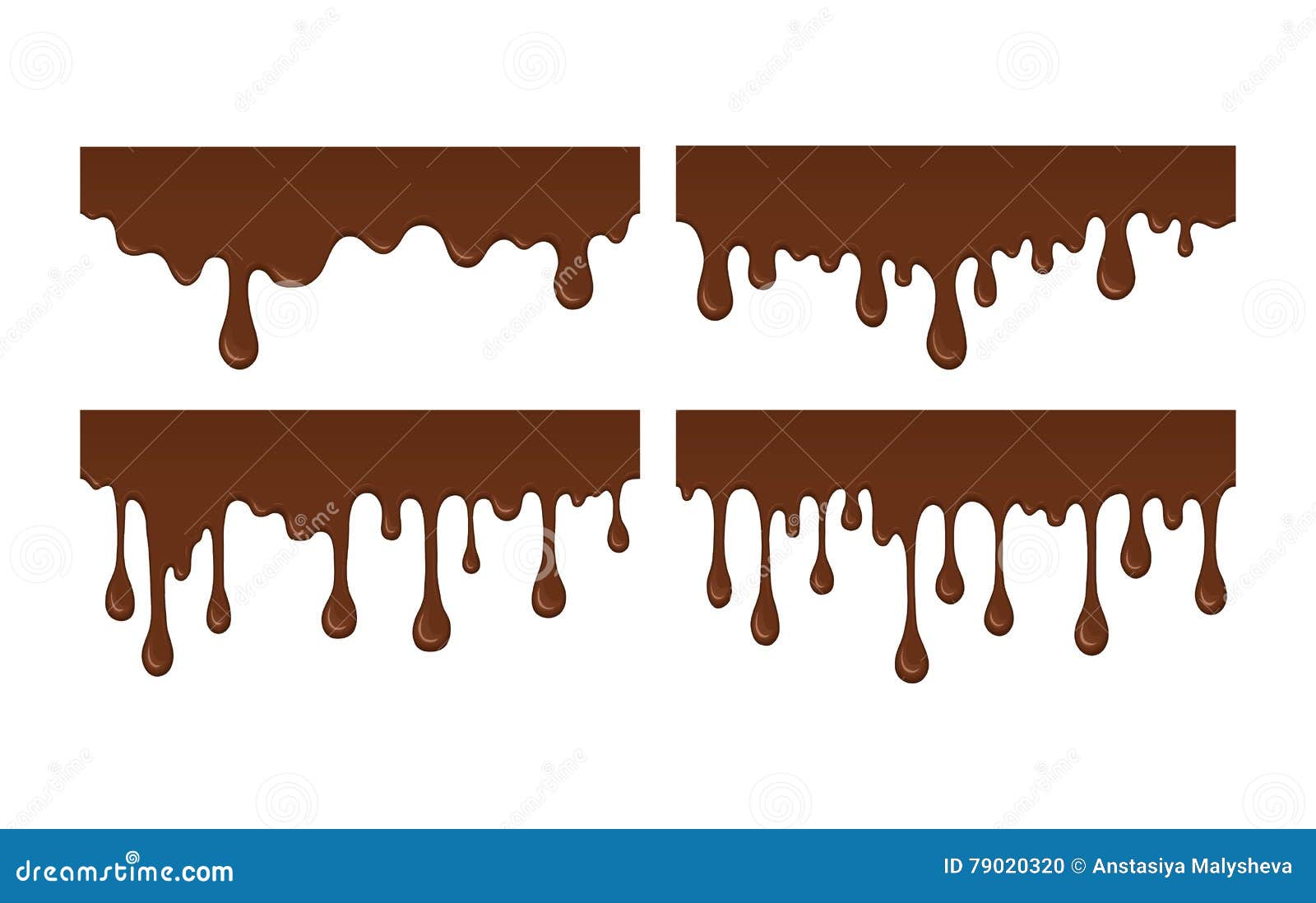Set of Melted Chocolate Drip. Stock Vector Illustration of melt, food