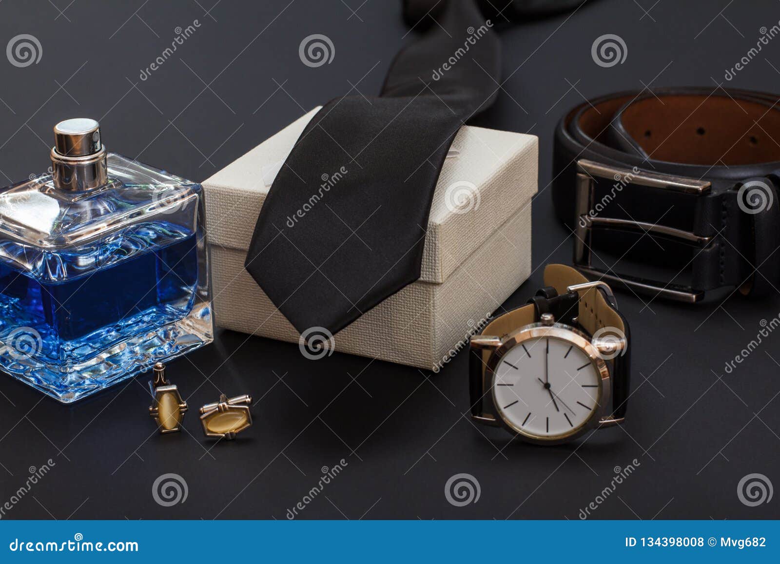 Set of Men Accessories in Business Style and Gift Box Stock Photo - Image  of personal, second: 134398008