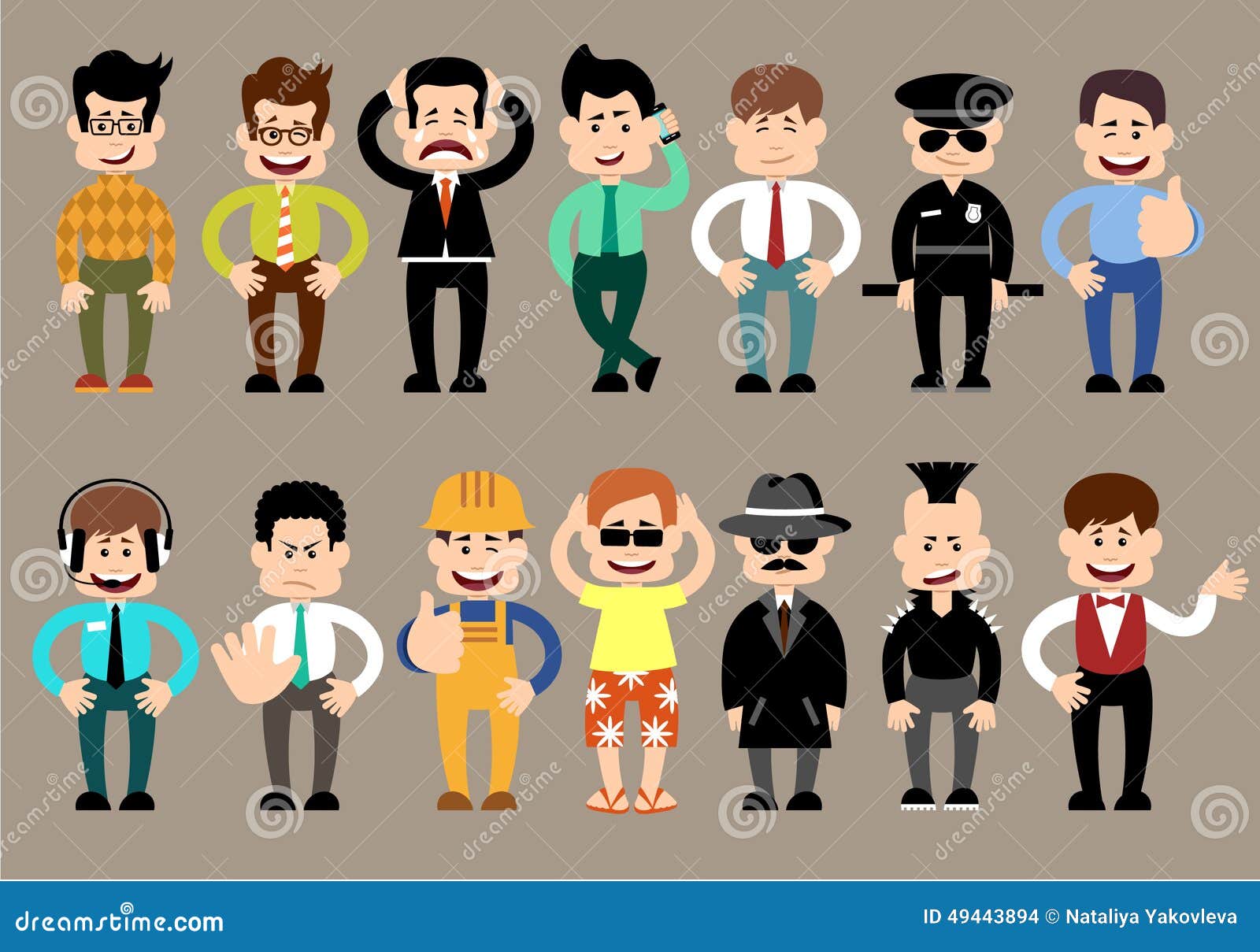 Set of Men Different Characters, Poses. Stock Vector - Illustration of ...