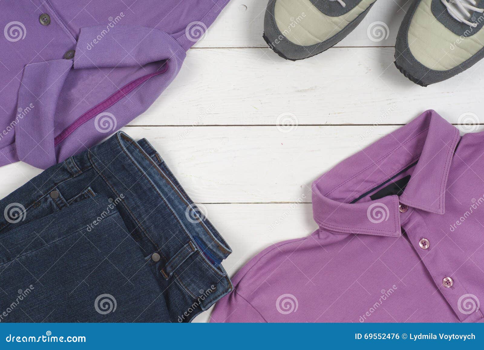 Set of Men S Clothing and Shoes on Wooden Background. Sports T-shirt ...