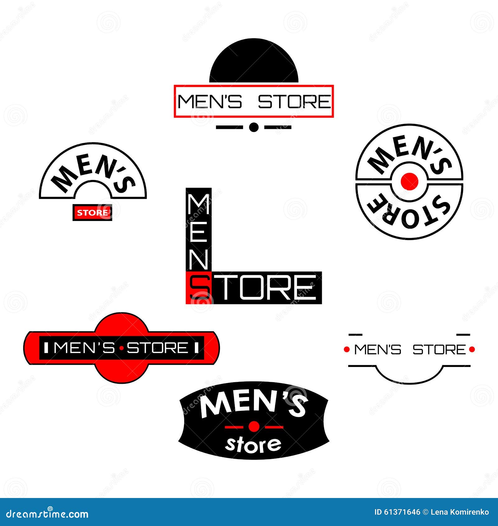 Set of Men S Store Logos and Emblems with Text Stock Vector Illustration of colour, elements