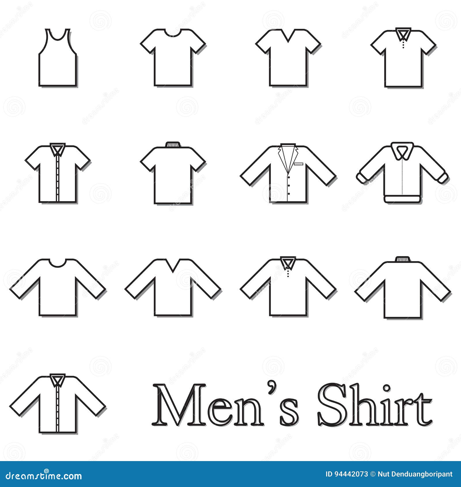 Set of Men Shirt Line Icon stock vector. Illustration of vest 94442073