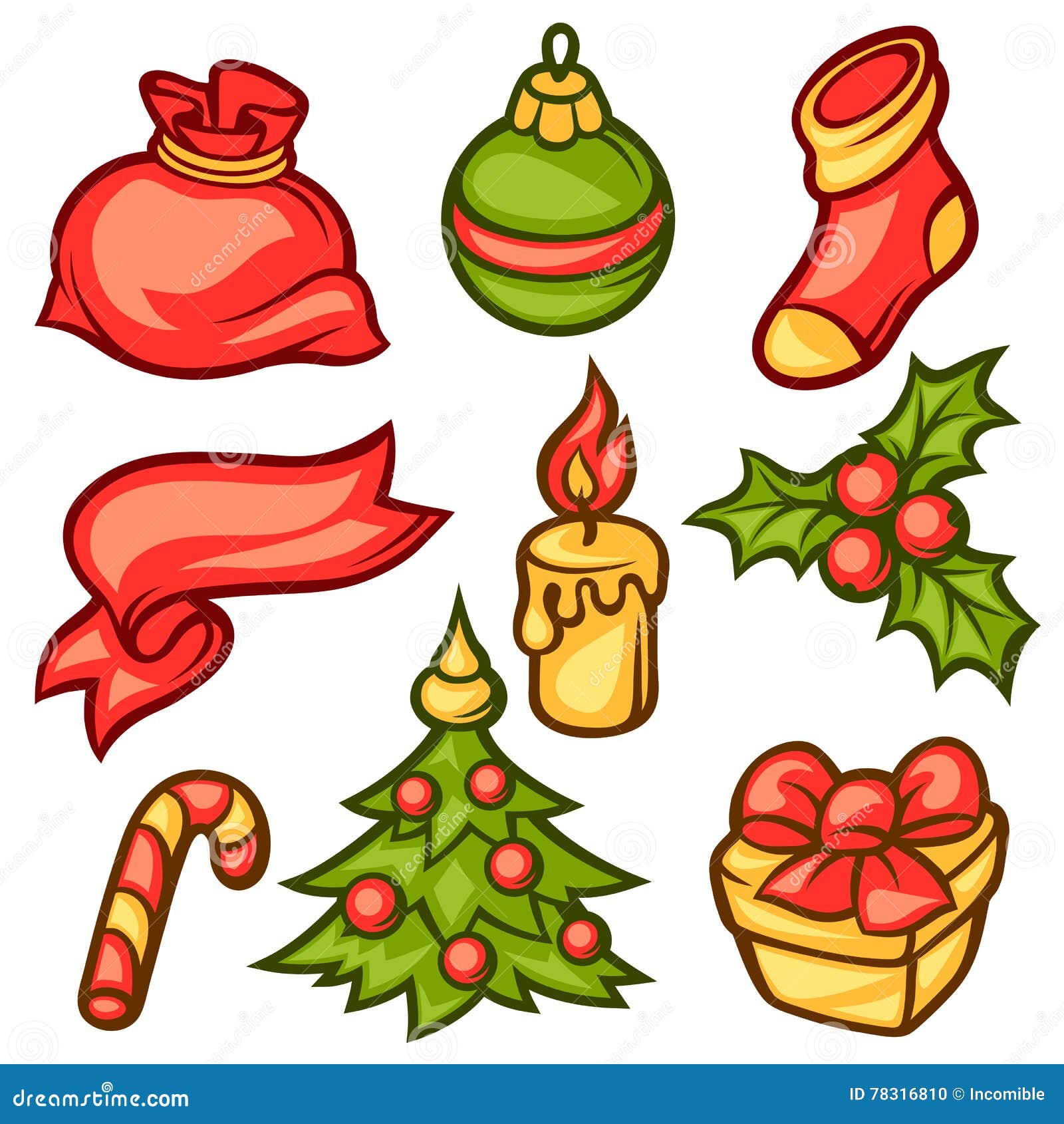 Set Of Merry Christmas Holiday Symbols And Object Stock Vector