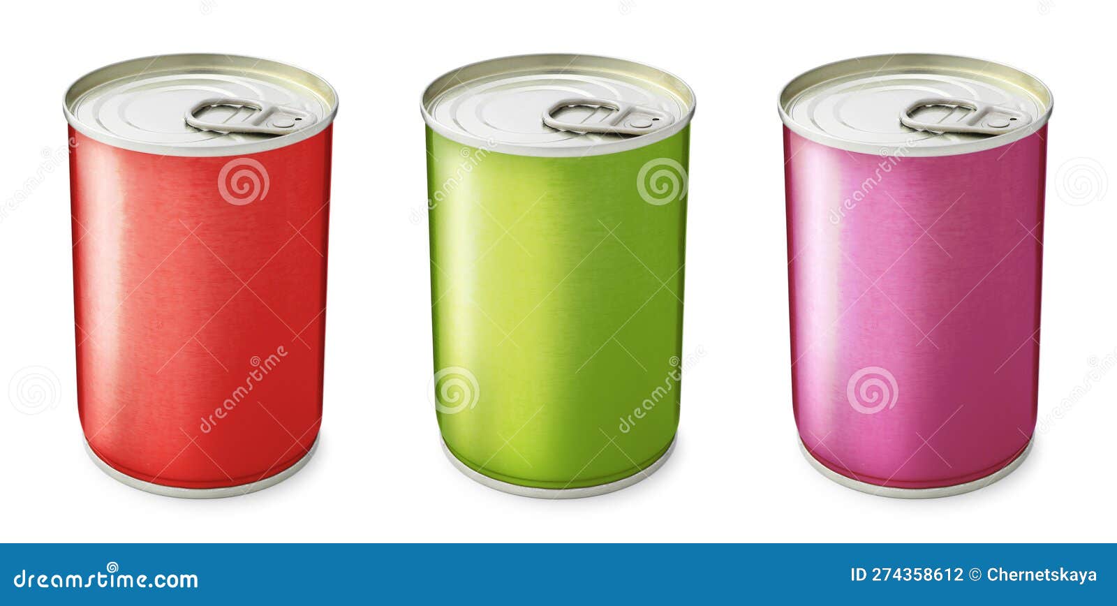 Set of Metal Cans on White Background Stock Photo Image of food