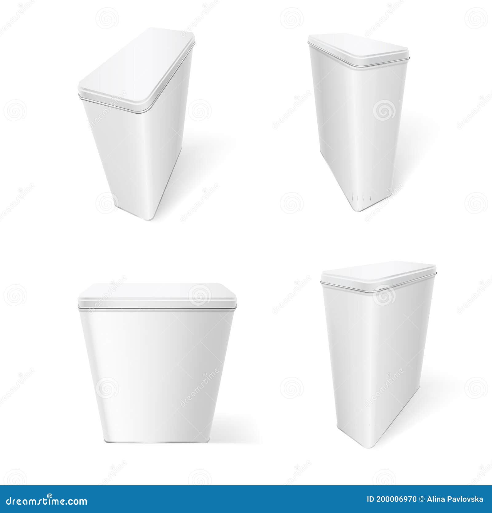 Download Set Of Metal Food Containers Mockup 3d Boxes For Products Storage With Cover Up Stock Vector Illustration Of Container Packing 200006970