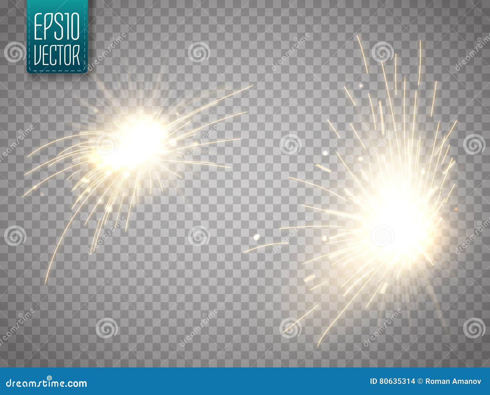 set of metal welding with sparks or sparklers 