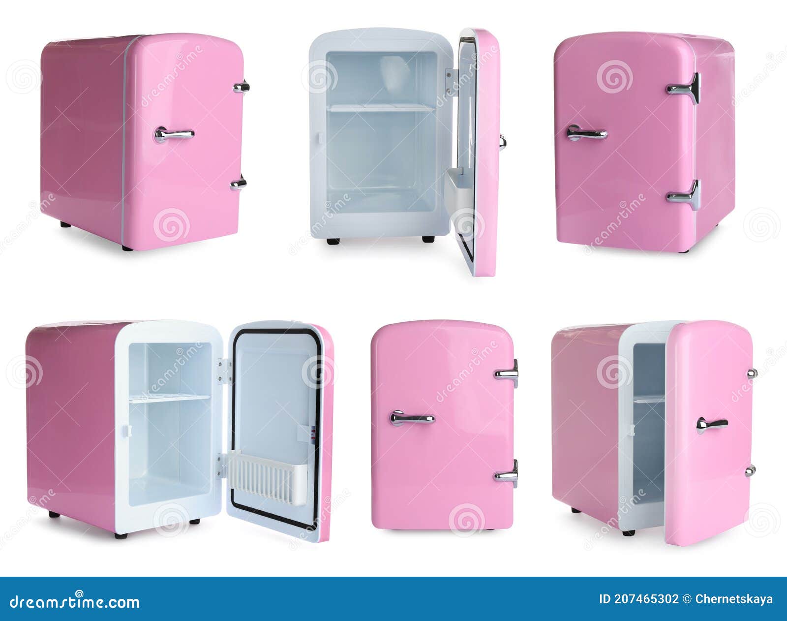 Set with Mini Refrigerators for Cosmetics on White Background Stock
