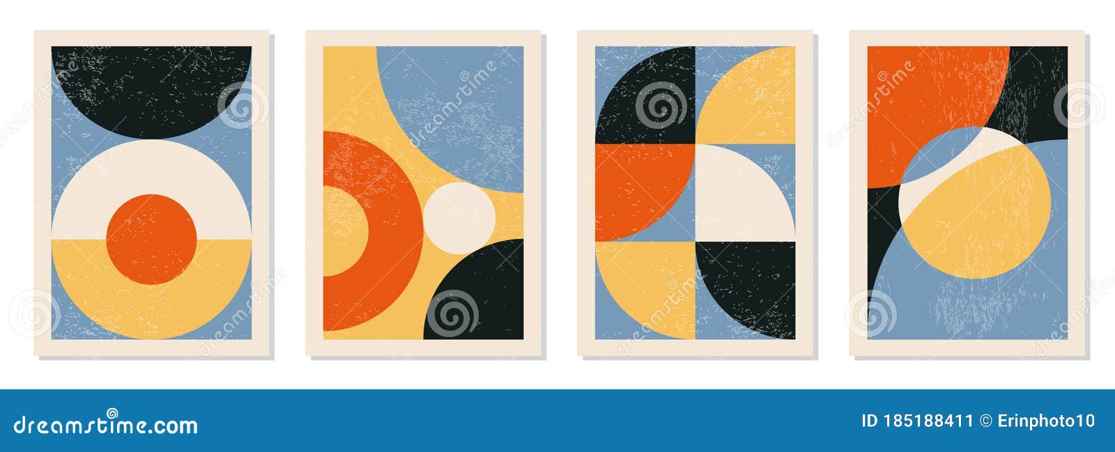 set of minimal 20s geometric  posters,  template with primitive s s