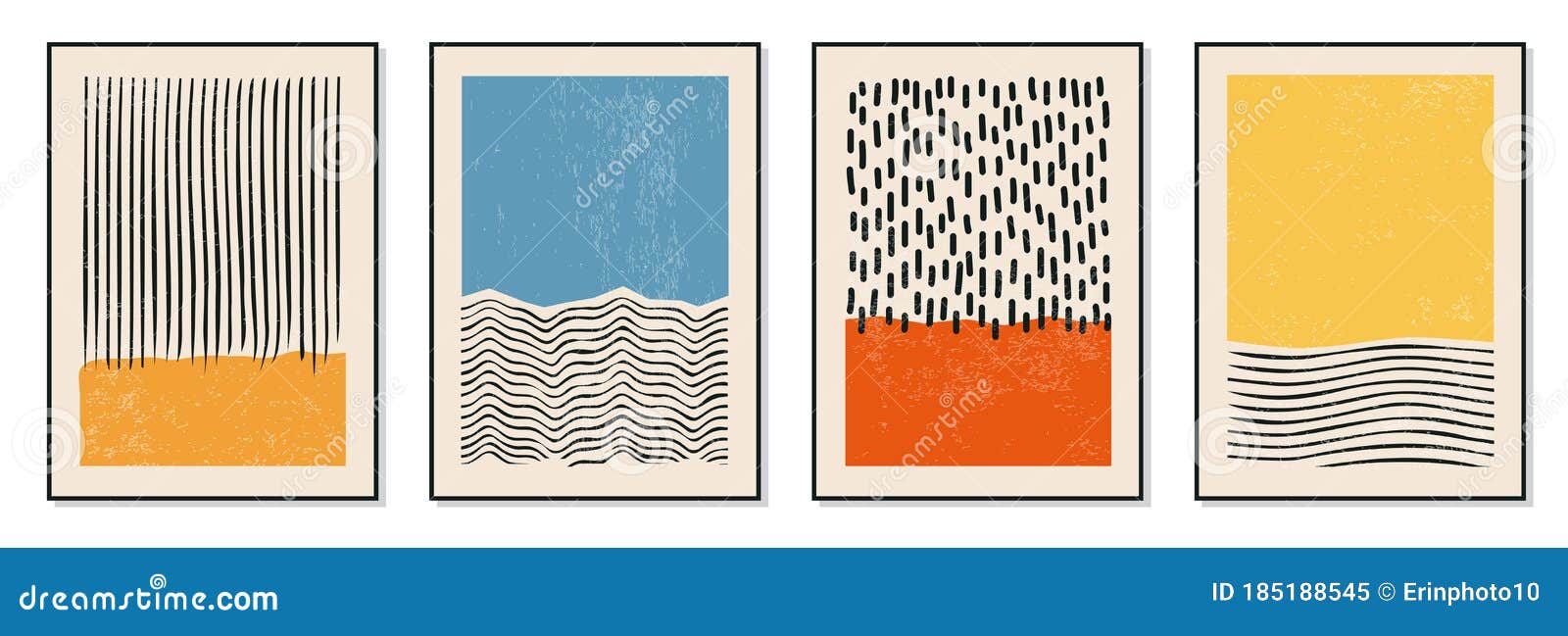 set of minimal 20s geometric  posters,  template with primitive s s