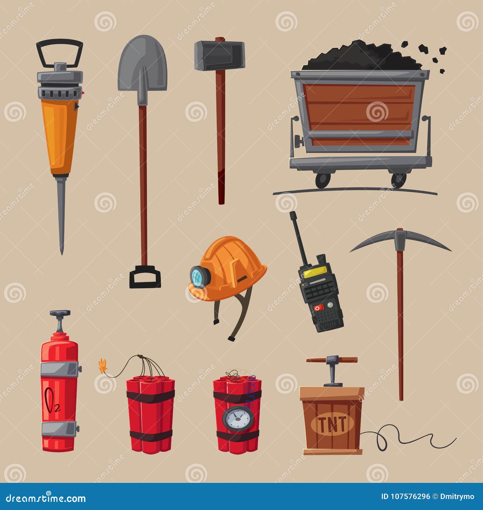 Set of Mining Tools. Worker`s Inventory Stock Vector - Illustration of  machinery, element: 107576296