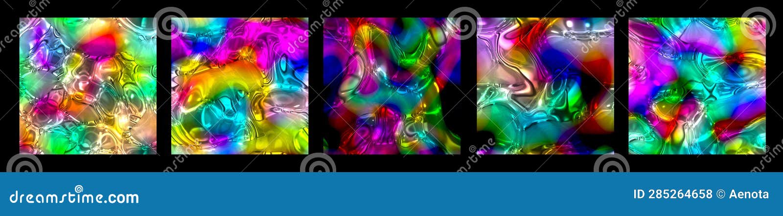 set of mirror unicorn holographic light foil patterns textures