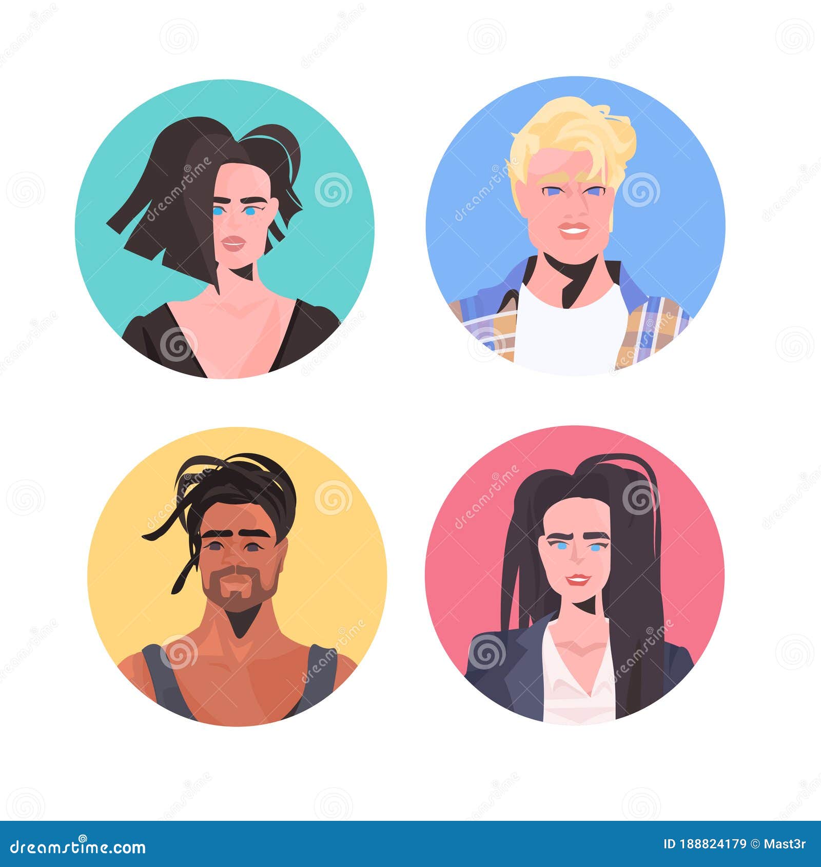 Set Mix Race People Profile Avatars Beautiful Man Woman Faces Male Female  Cartoon Characters Collection Stock Vector - Illustration of businessman,  girl: 188824179