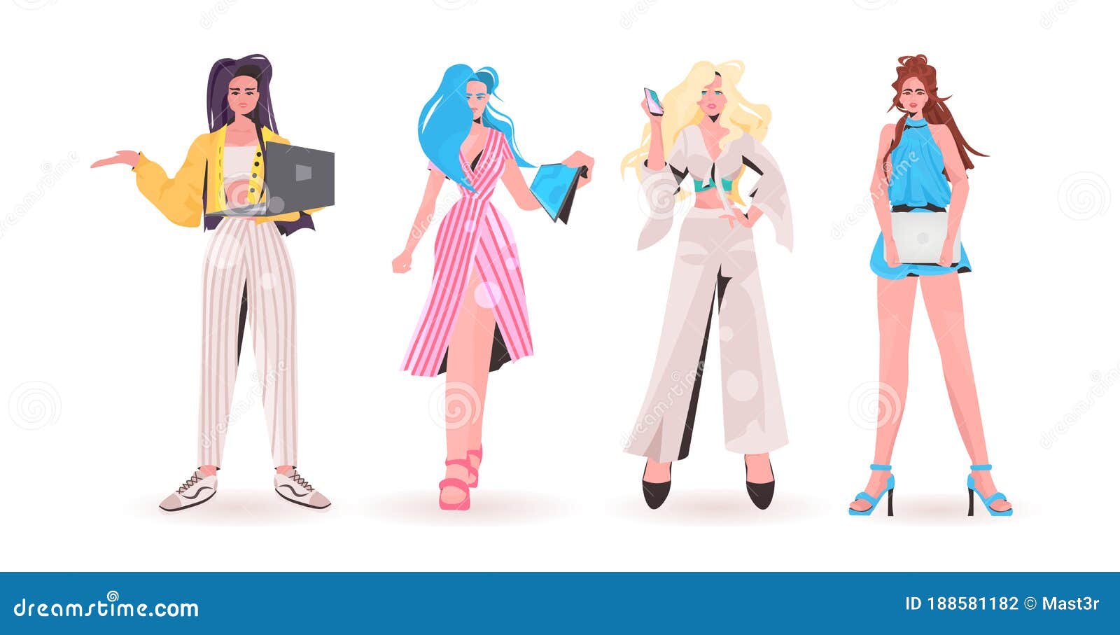 Set Mix Race Women Using Digital Devices Beautiful Girls in Trendy Clothes Female Cartoon Characters Collection Stock Vector - Illustration of female, concept: 188581182 Set Mix Race Women Using Digital Devices Beautiful Girls in Trendy Clothes Female Cartoon Characters Collection Stock Vector - Illustration of female, concept: 188581182