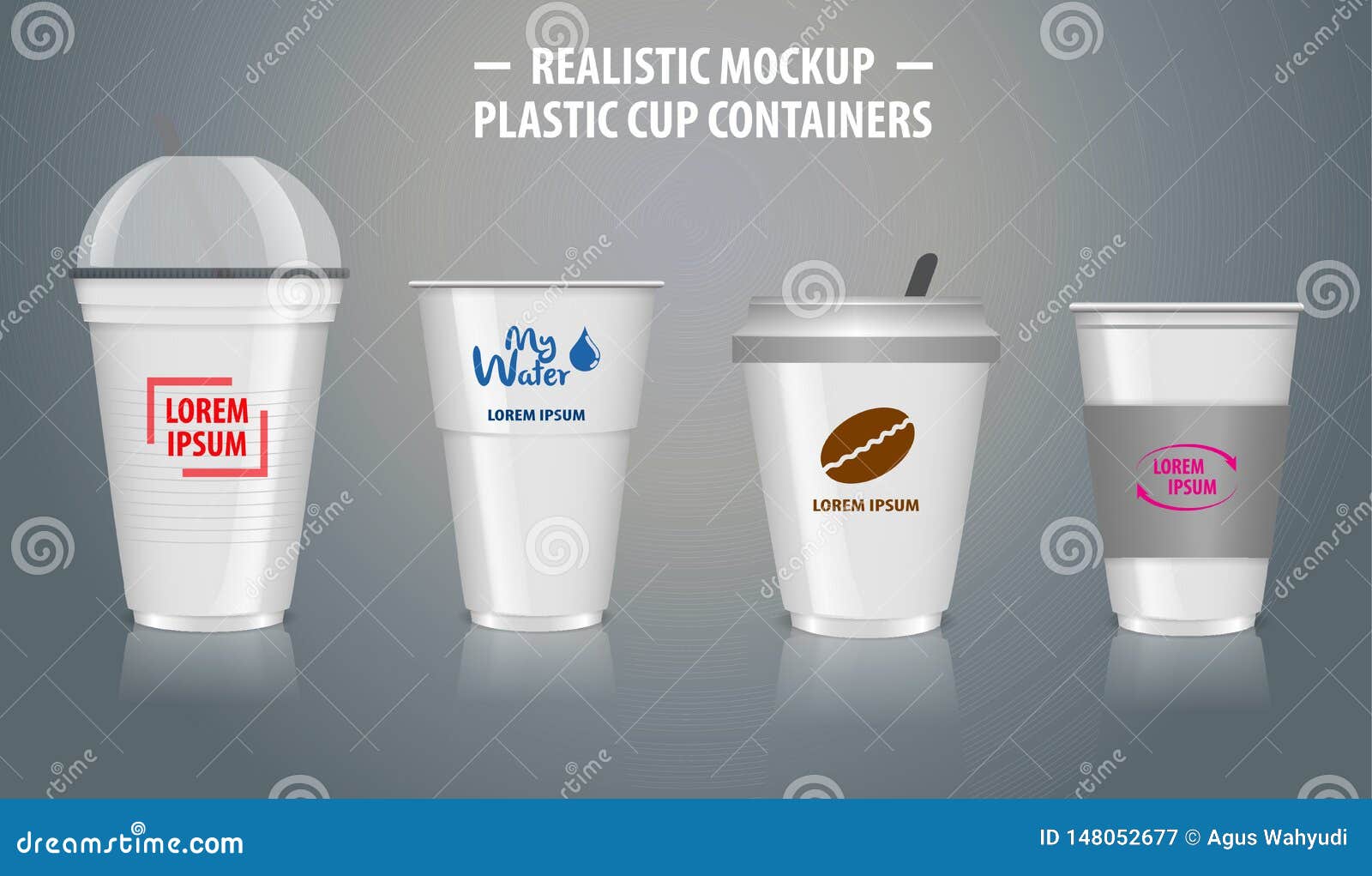 Download Set Of Mock Up Realistic Cup Containers, With Clear ...