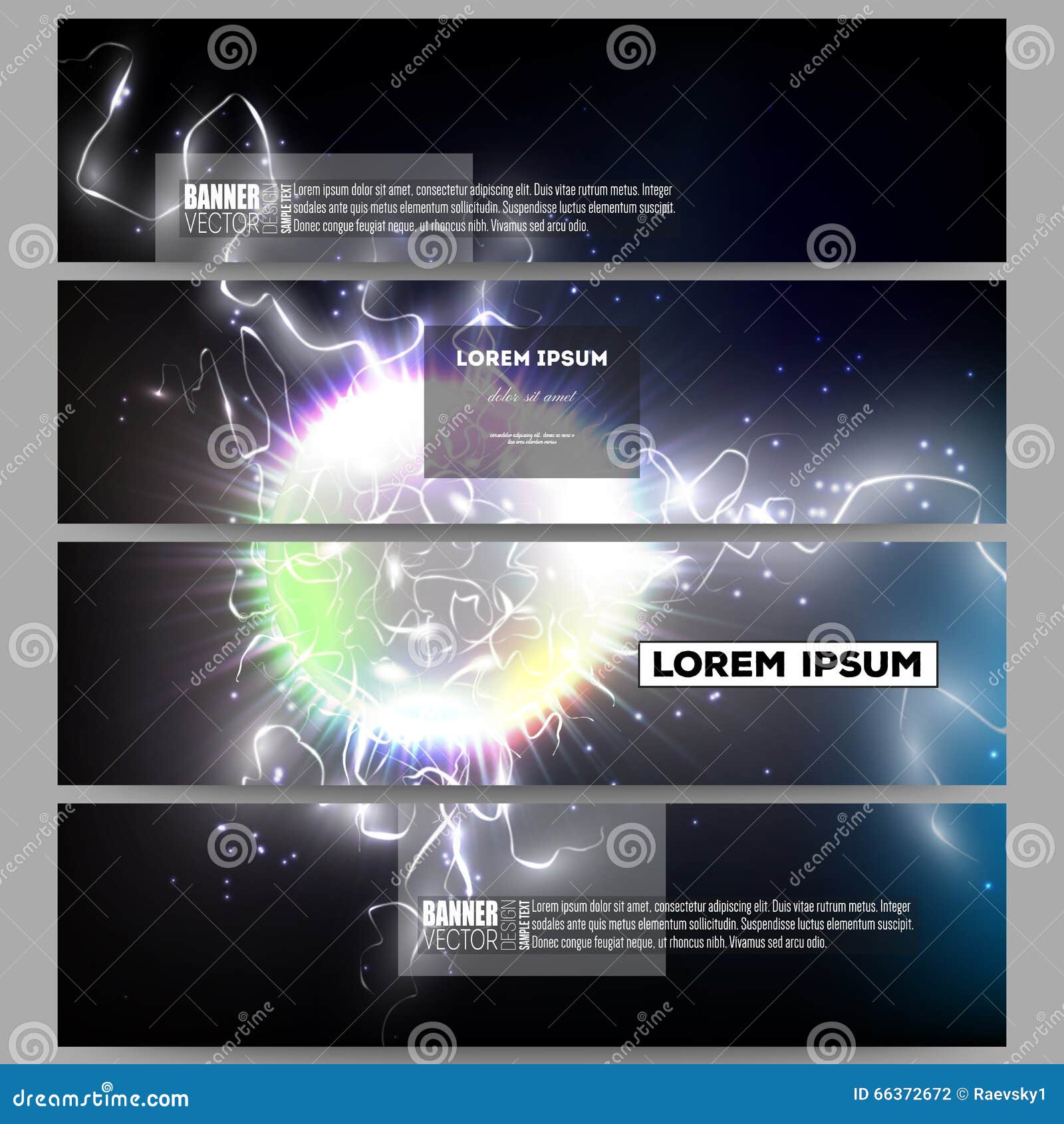 Set of Modern Banners. Electric Lighting Effect. Magic Vector