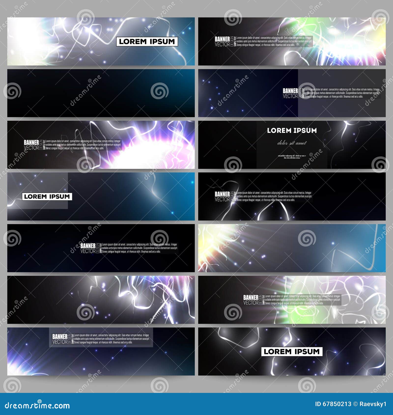 Set of Modern Banners. Electric Lighting Effect. Magic Vector