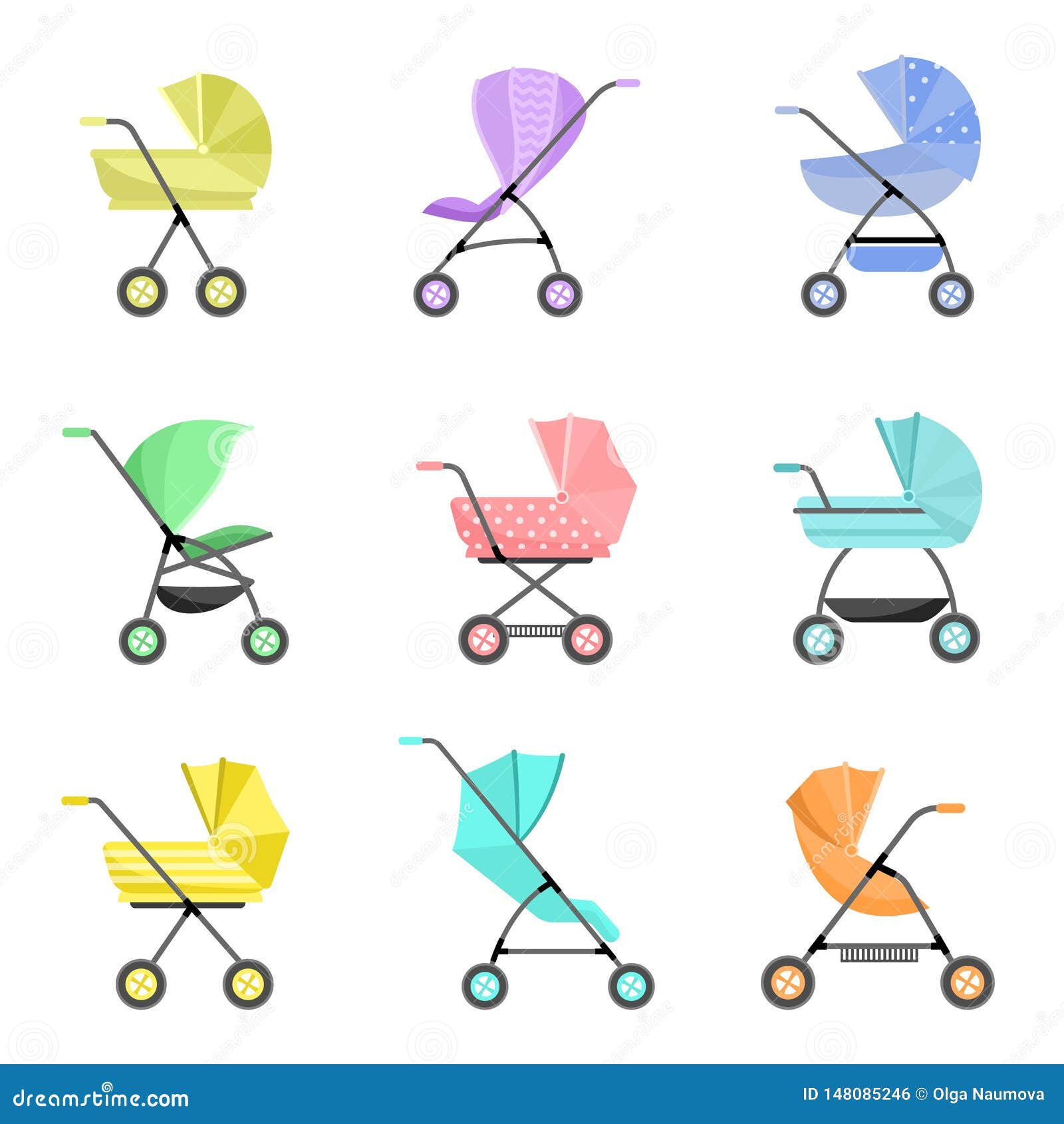 colorful baby strollers