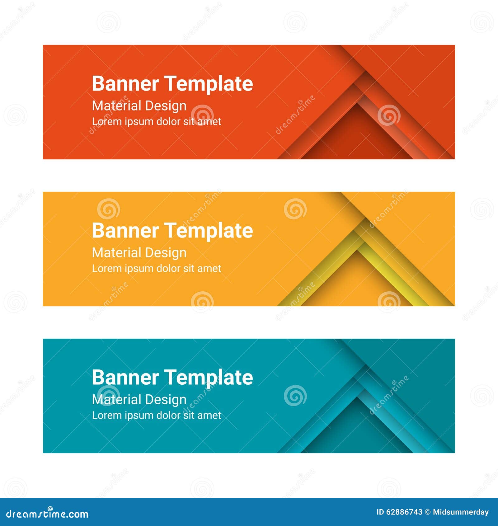 Set Of Modern Colorful Horizontal Vector Banners In A Material Design Style Can Be Used As A Business Template Or In A Web Design Illustration Megapixl