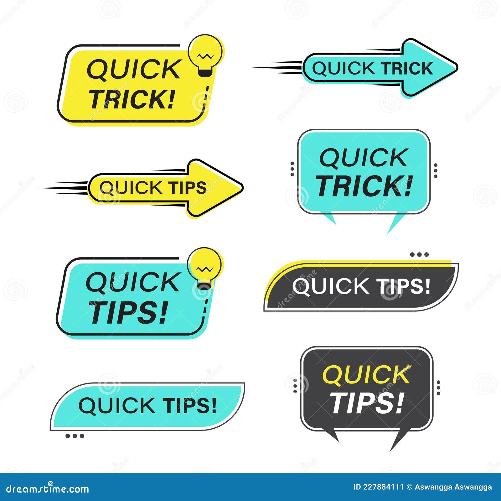 Set of Modern Quick Tips and Trick Banners Template Stock Vector