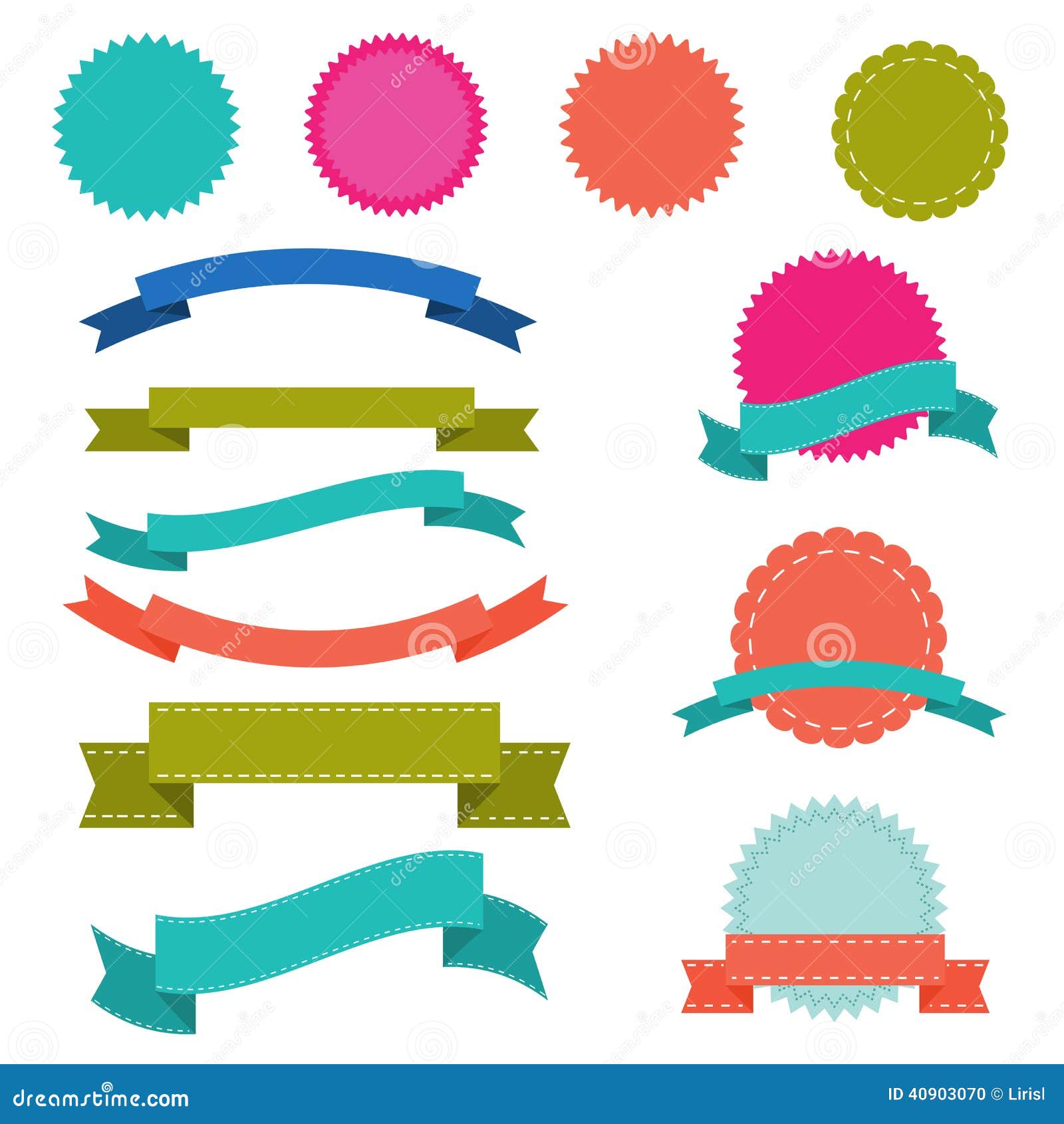 Set of Modern Ribbons, Labels and Badges Stock Vector Illustration of