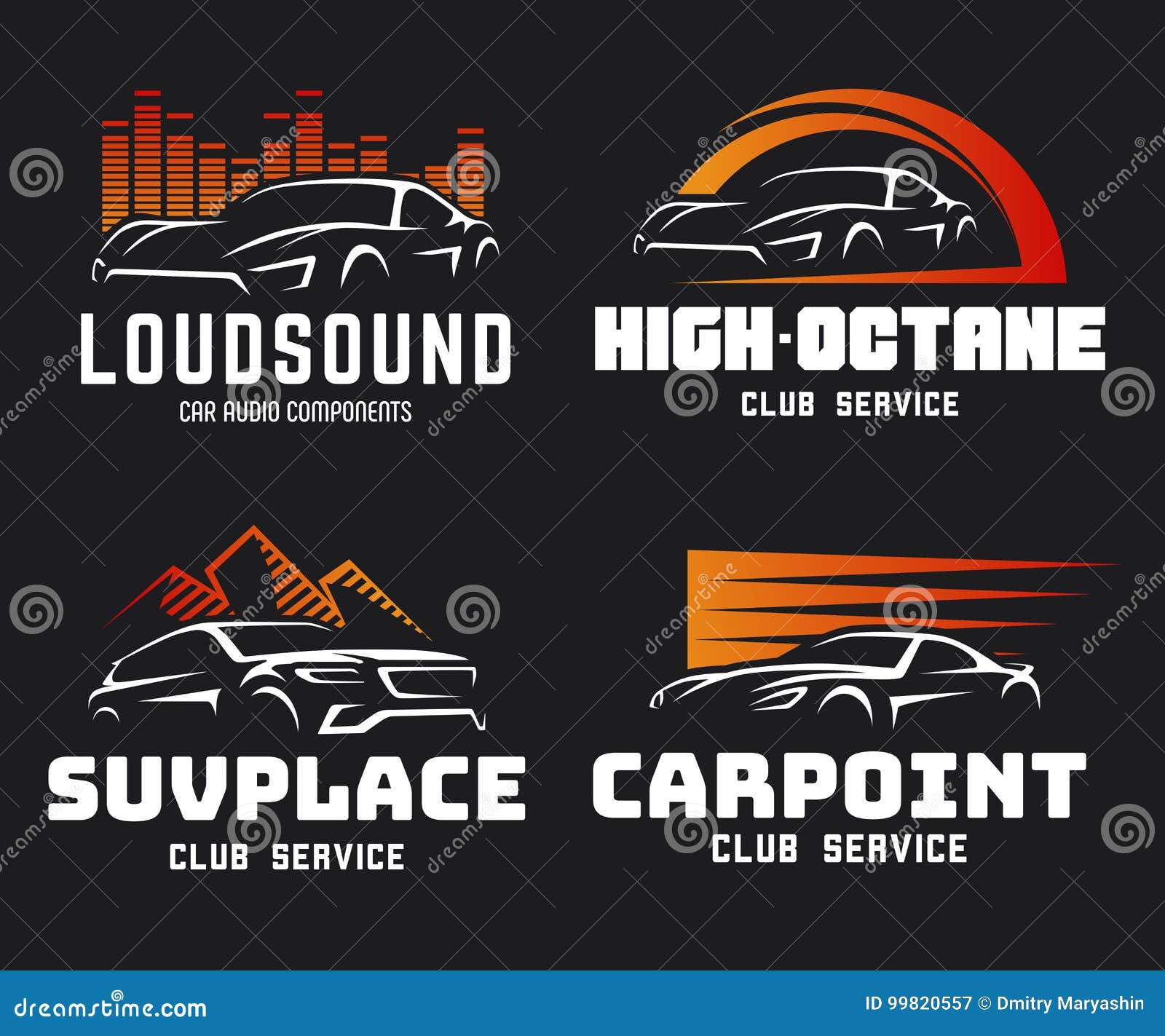 set of modern sports car and suv logo and emblems.