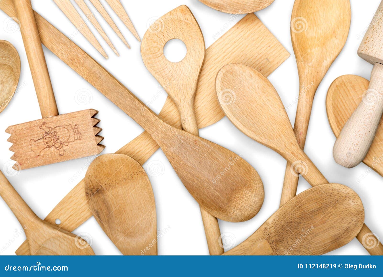 Set of Modern Steel Kitchen Utensils on Wooden Stock Image Image of