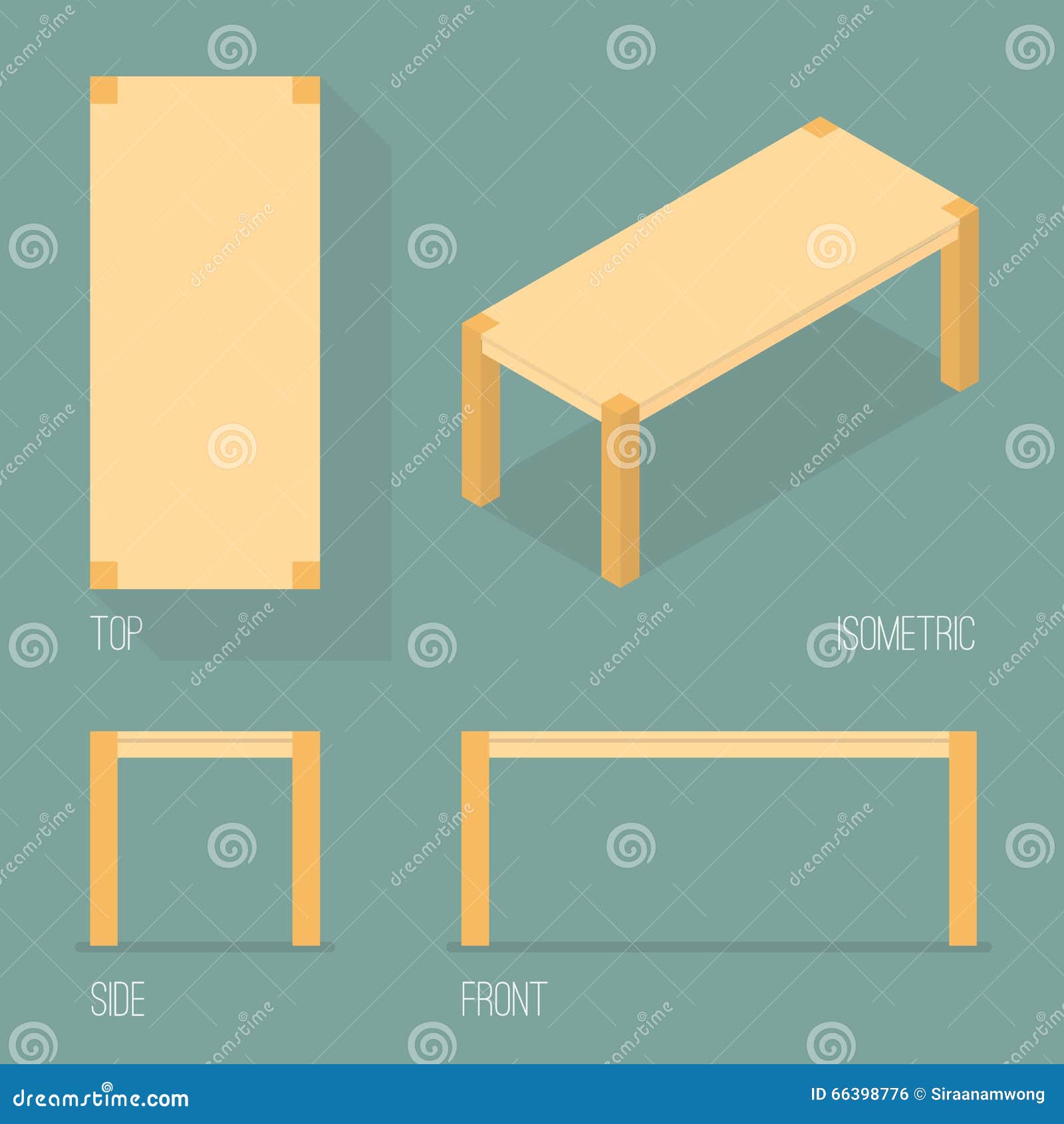 Set Of Modern Table Isometric Drawing Stock Vector Illustration