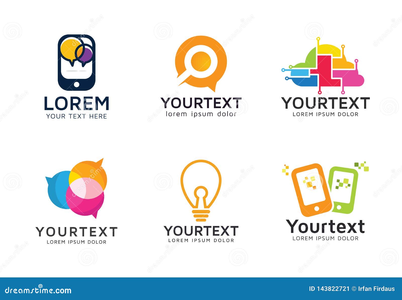 Set Of Modern Technology Logos Stock Vector Illustration Of Media Marketing