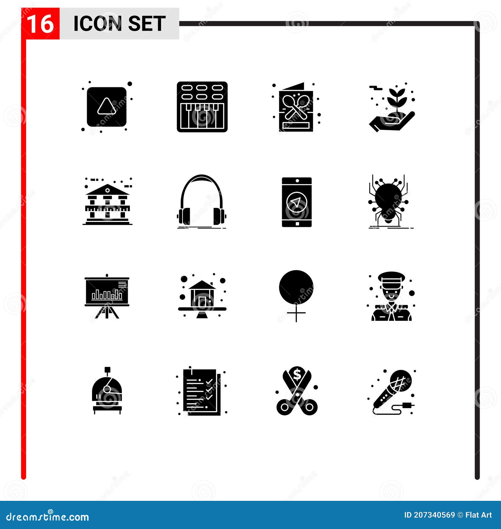 set of 16 modern ui icons s signs for architecture, flowers, coffee, environment, shop