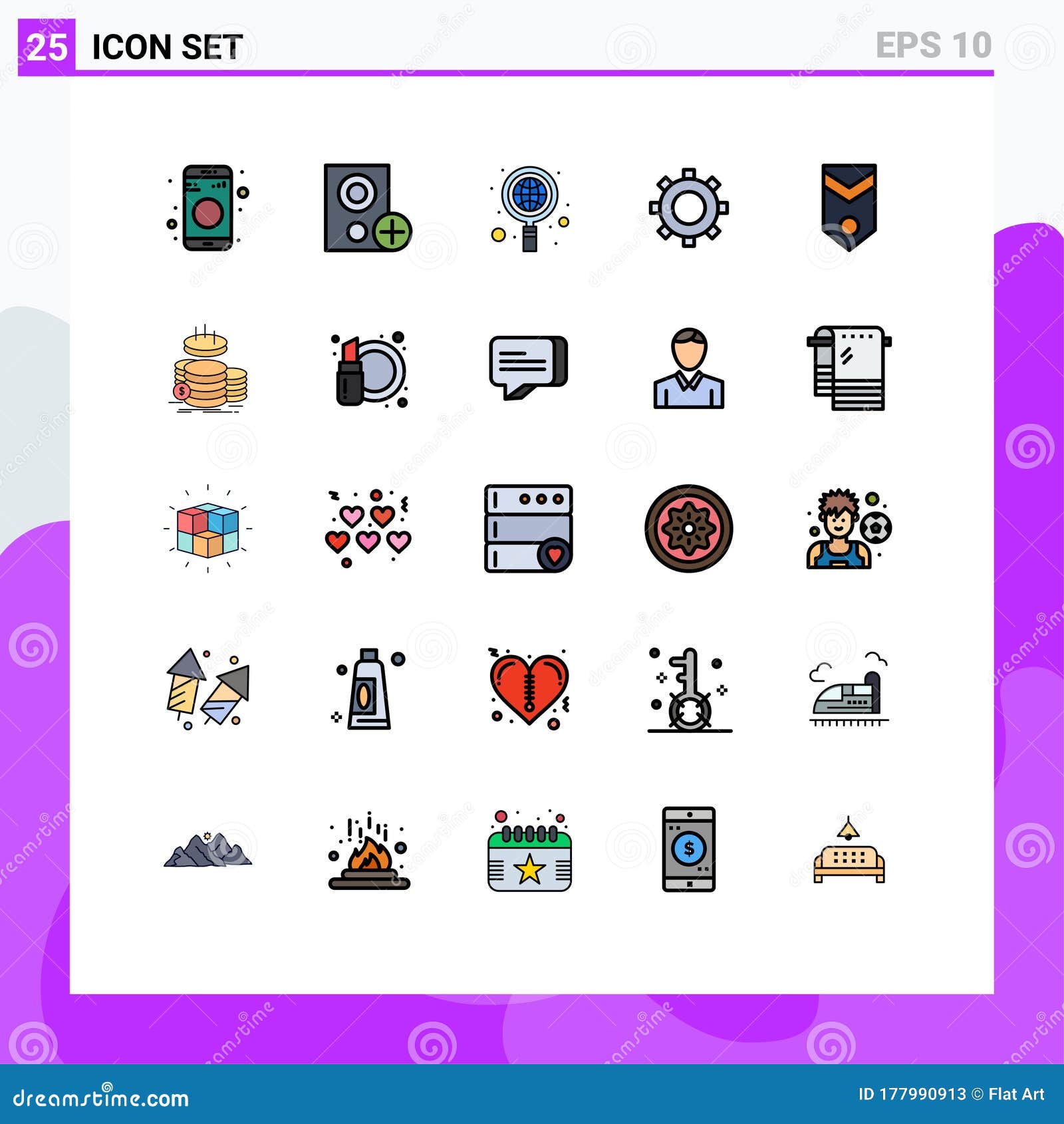 set of 25 modern ui icons s signs for military, setting, add, gear, globe