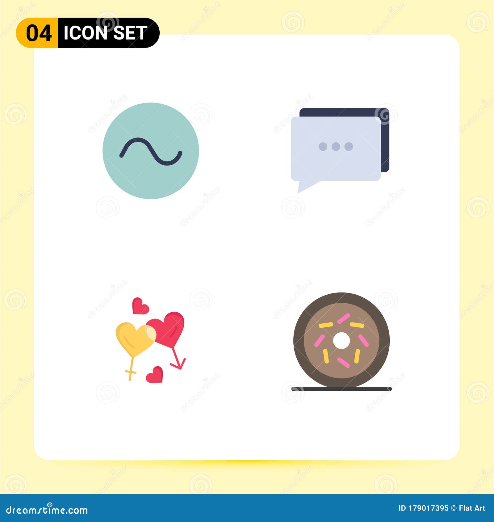 Set Of 4 Modern Ui Icons Symbols Signs For Sine Love Chat Heart Donut Stock Vector Illustration Of Sweet Sine