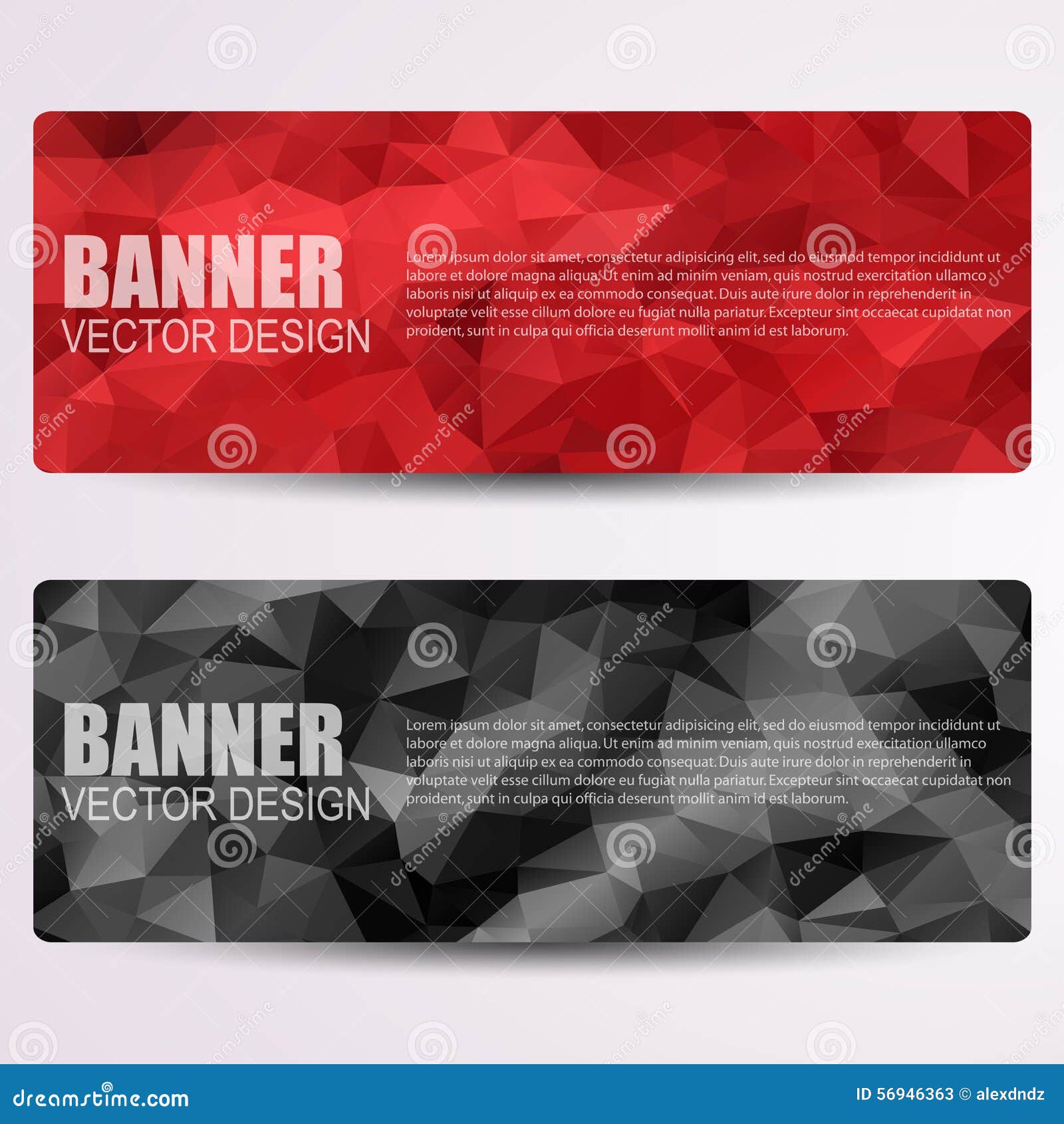 Set of Modern Vector Banners with Triangles Stock Vector Illustration