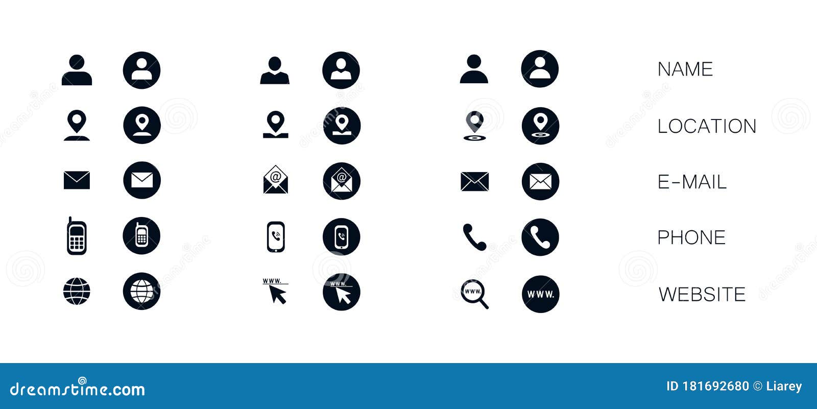 Set Of Modern Vector Business Icons Isolated On White Background Symbol Of Address Email Phone Number Website Clip Stock Vector Illustration Of Company Email