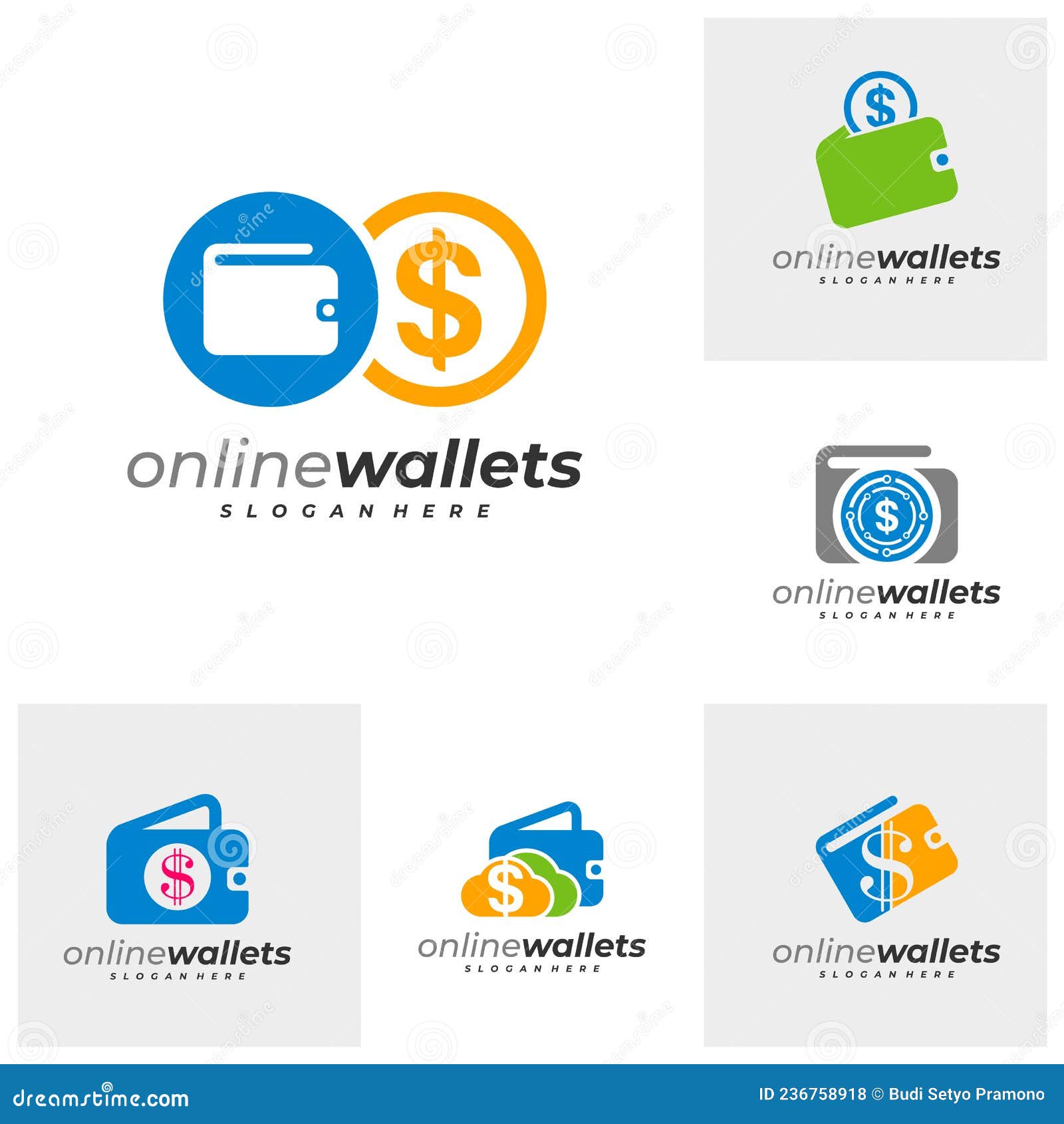 Set of Money Wallets Logo Design Vector Template, Creative Wallets Logo