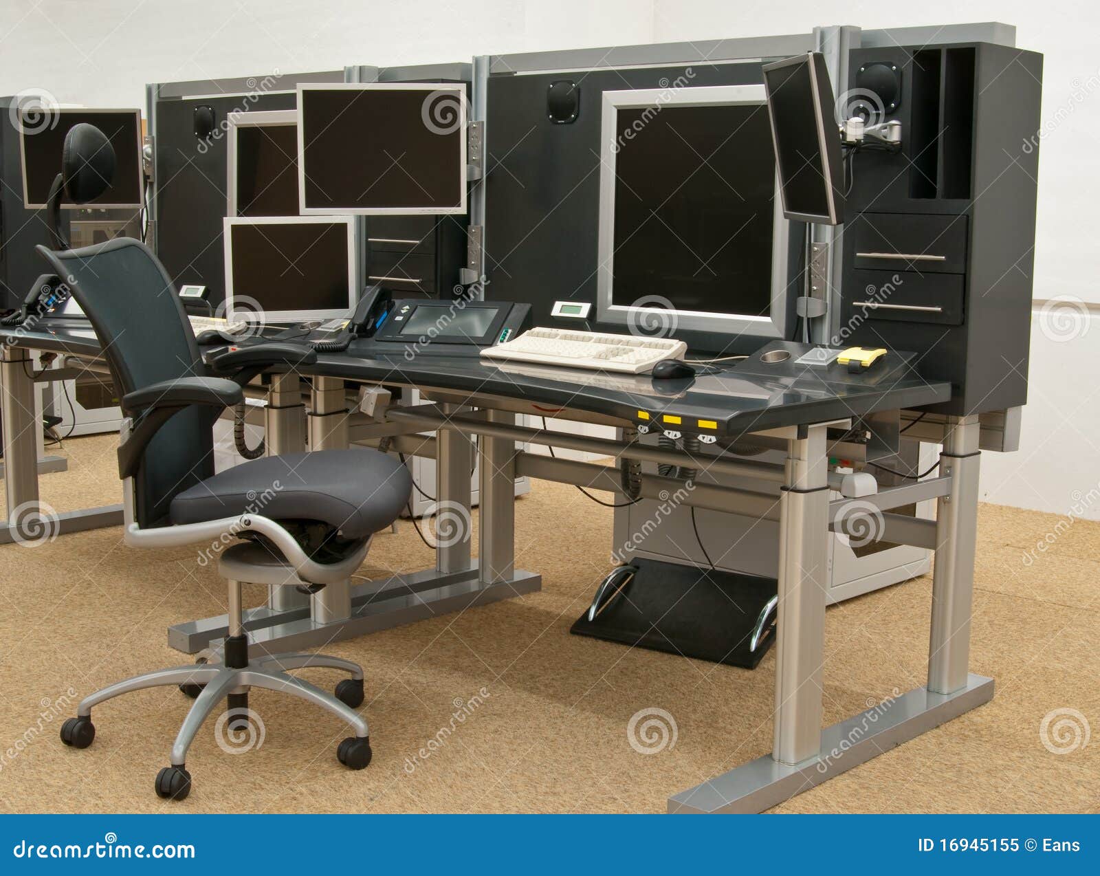 Set of monitors stock image. Image of industrial, table - 16945155