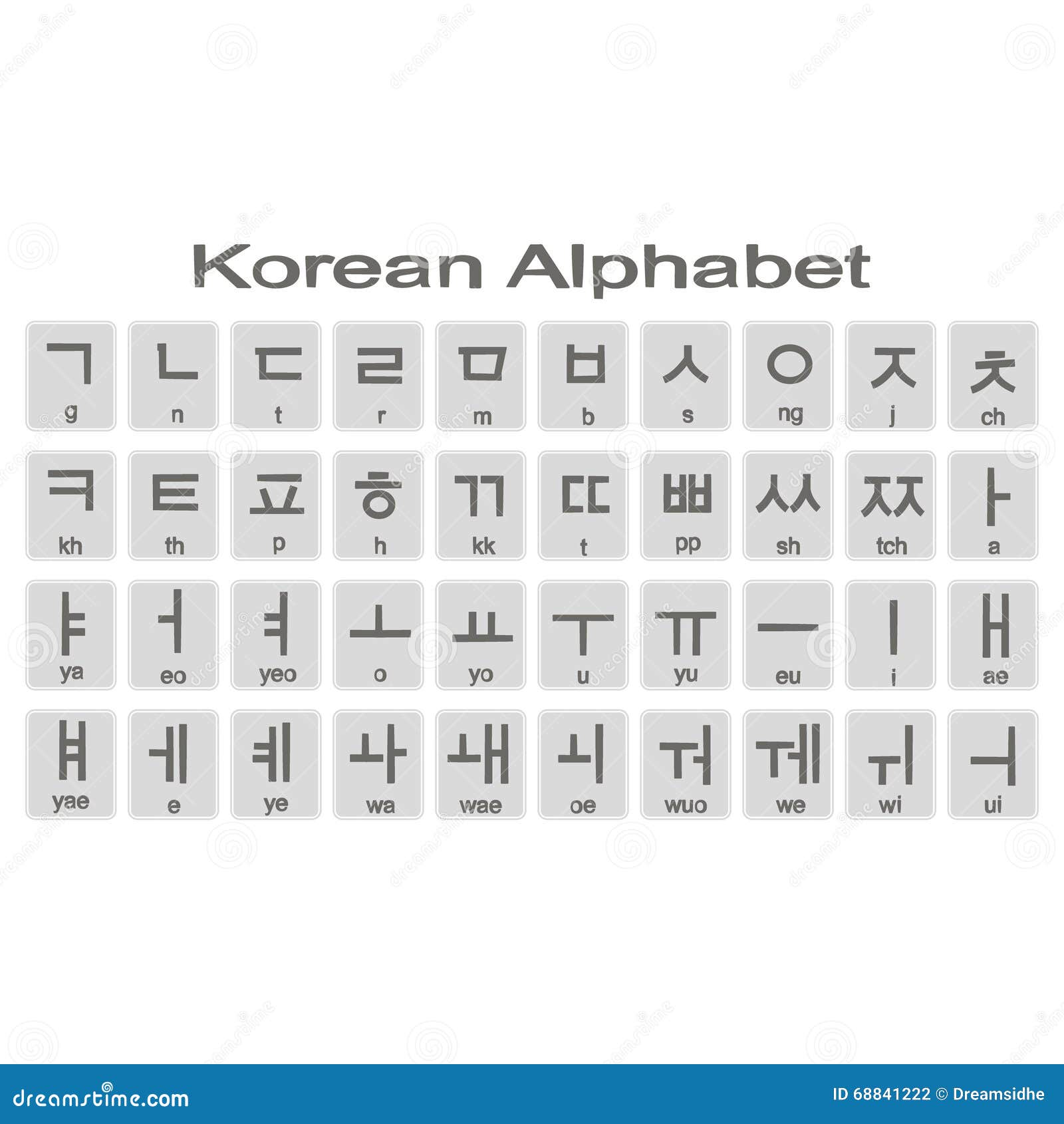 Set Of Monochrome Icons With Korean Alphabet Stock Vector ...