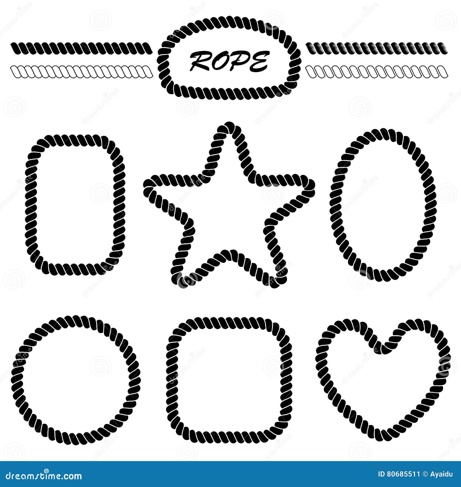 Set of Monochrome Vector Brushes and Frames Stock Vector Illustration