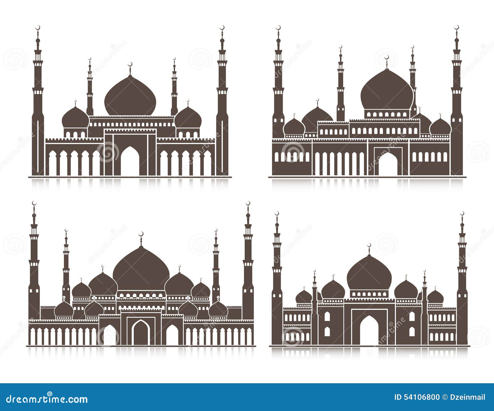 Set Of Mosque Or Masjid Elements Stock Vector - Image 