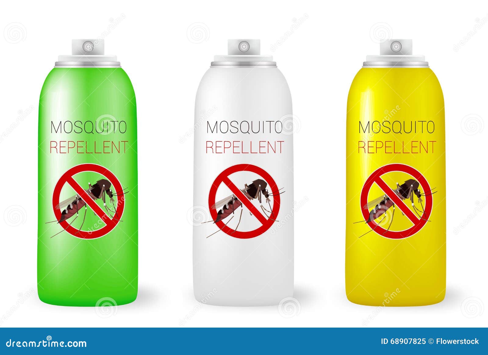 Set of Mosquito Repellents on White Stock Vector Illustration of