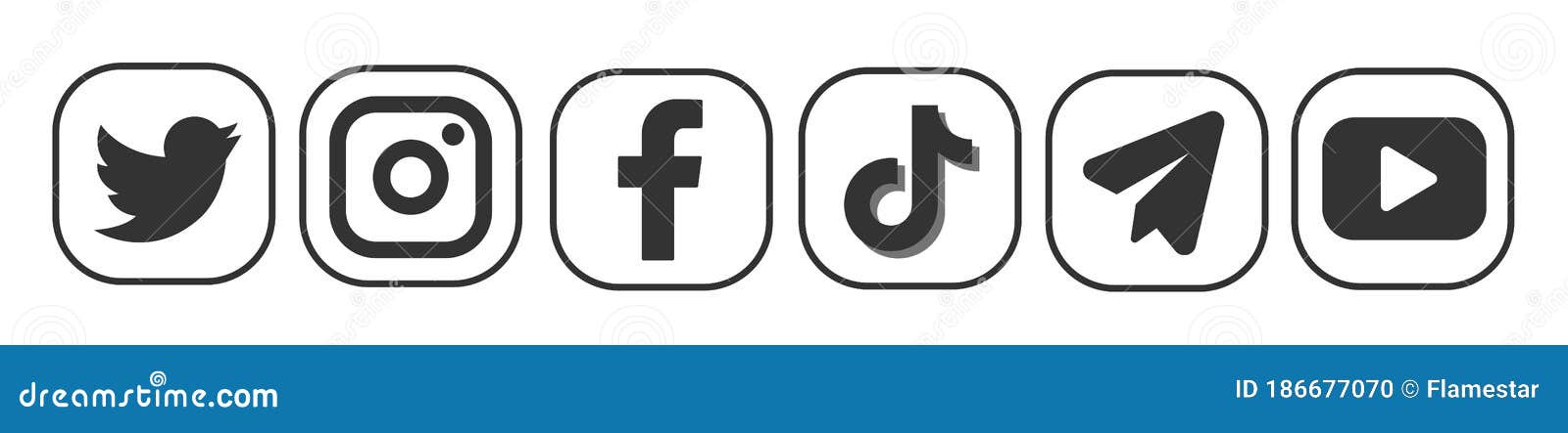 Set Of Most Popular Social Media Logos White Background Facebook Instagram Twitter Tiktok Telegram Editorial Image Illustration Of Device Editorial