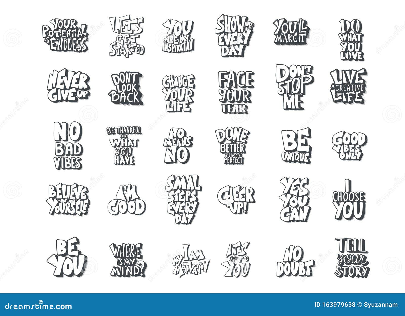 Set of Motivational Quotes Isolated. Vector Text Stock Vector ...