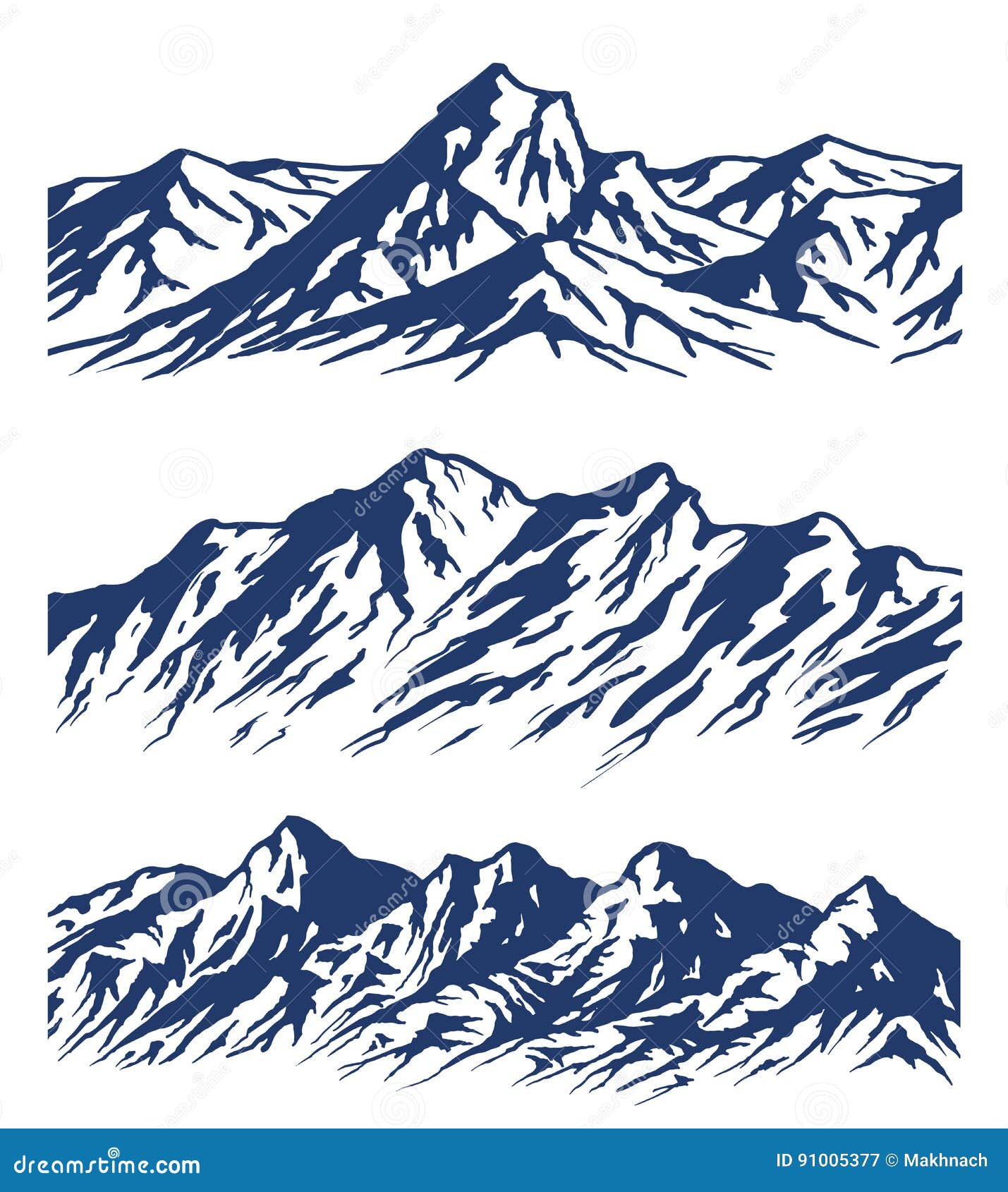 set of mountain range silhouettes