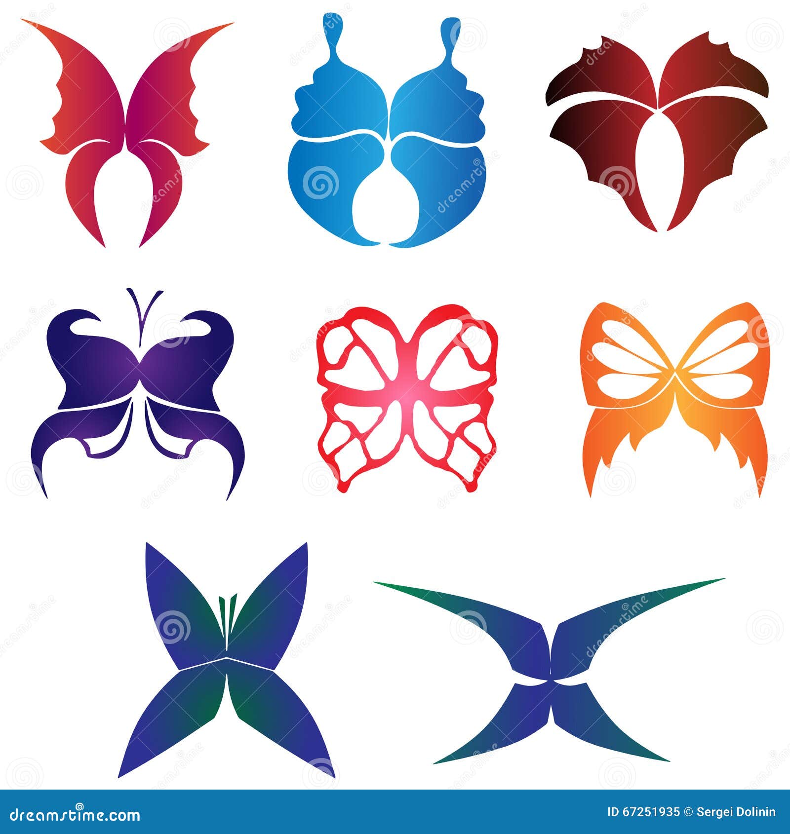 Download A Set Of Multi-colored Butterflies Stock Vector ...